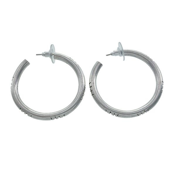 Vintage Sterling Silver 925 3.6cm Grooved Hoop Earrings - Picture 1 of 6